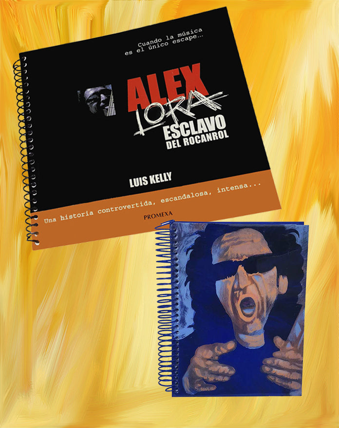 PAQUETE LIBRO ALEX LORA ESCLAVO DEL ROCANROL Y LIBRETA ALEX LORA