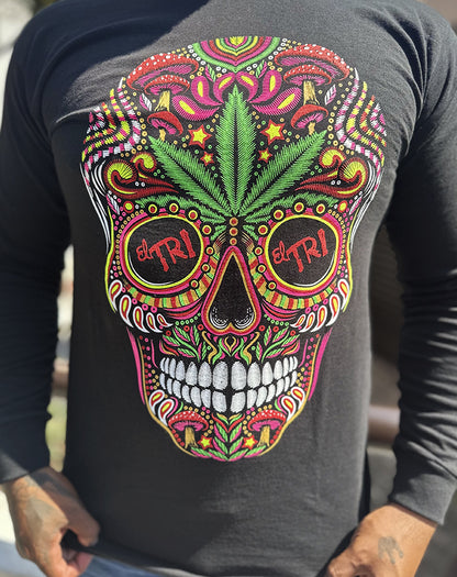 PLAYERA MANGA LARGA CALAVERA COLORES